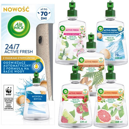 Air Wick Active Fresh Morska Bryza Komplet Zestaw + Mix Wkładów 5 szt.