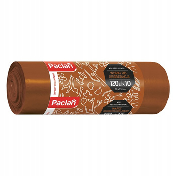 Paclan Brązowe Worki na Śmieci do Segregacji Odpadów Bio 120l 10 sztuk