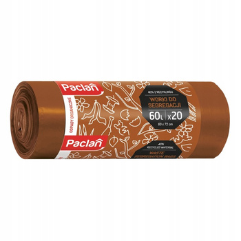 Paclan Brązowe Worki na Śmieci do Segregacji Odpadów Bio 60l 20 sztuk