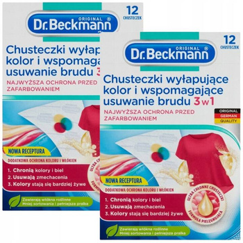 Dr. Beckmann Chusteczki Wyłapujące Kolor i Brud 3w1 2x12szt