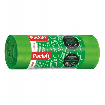 Paclan Zielone Worki na Śmieci do Segregacji Szkła 35l 20 sztuk