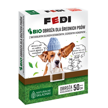 Fedi Bio Obroża Przeciw Pchłom i Kleszczom dla Średnich Psów M 50 cm