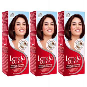 Londa Color Farba do Włosów Ciemny Kasztan 4/76 x3