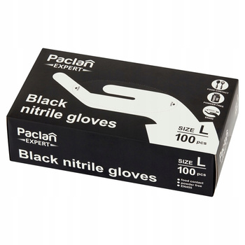 Paclan Expert Rękawice Nitrylowe L Czarne 100 szt.