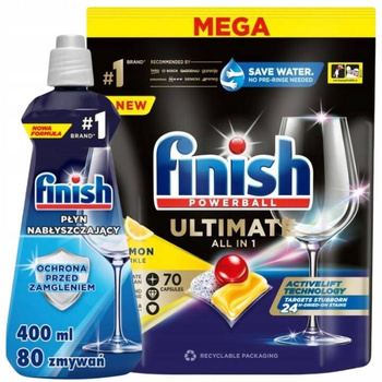 Finish Zestaw Ultimate All In One 70 Lemon + Nabłyszczacz 400ml