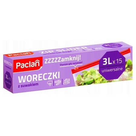 Paclan Woreczki Strunowe z Suwakiem 3l 15 sztuk