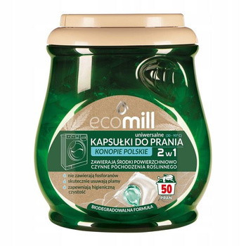 ECOMILL kapsułki do prania uniwersalne z ekstraktem z konopi polskich 50szt