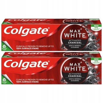 Colgate Max White Charcoal Pasta do Mycia Zębów 2x75 ml