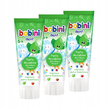 Bobini Dent Pasta do Zębów dla Dzieci 6+ 75 ml x3