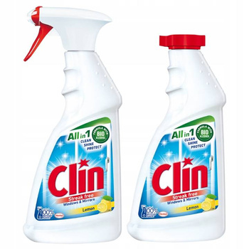 Clin Płyn do Mycia Szyb Lemon 500ml + 1 Zapas