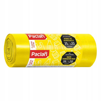 Paclan Żółte Worki na Śmieci do Segregacji Plastiku 35l 20 sztuk