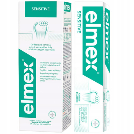 Elmex Sensitive Plus Płyn do Płukania Jamy Ustnej 400 ml + Pasta 75 ml