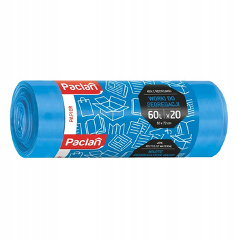 Paclan Niebieskie Worki na Śmieci do Segregacji Papieru 60l 20 sztuk