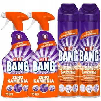 Cillit Bang Płyn do Sprzątania i Piana Usuwająca Osady Zestaw Zero Kamienia