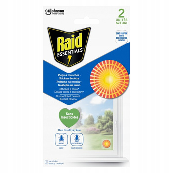 Raid Pułapka na Muchy Muszki Owocówki Naklejka na Okno Kształt Słońca 2szt.
