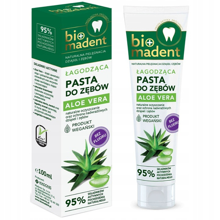 Bio Madent Aloe Vera Pasta do Zębów Wrażliwych CBD Bez Fluoru 100 ml