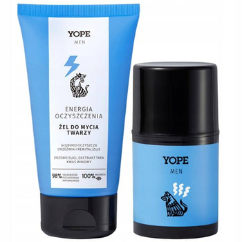 Yope Men Naturalny Żel Nawilżający i Krem Regenerujący do Mycia Twarzy