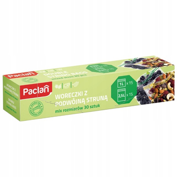 Paclan Woreczki Strunowe z Suwakiem DuoPack 1l 15szt + 2,5l 15szt