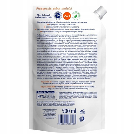 Bobini Płyn Kąpieli Truskawka Cytrus MIX 500ml x2
