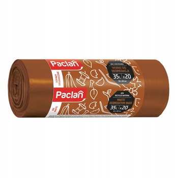 Paclan Brązowe Worki na Śmieci do Segregacji Odpadów Bio 35l 20 sztuk