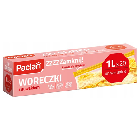 Paclan Woreczki Strunowe z Suwakiem 1l 20 sztuk