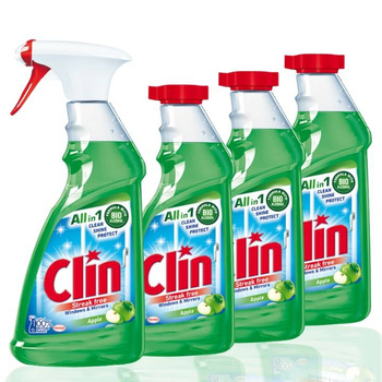 Clin Płyn do Mycia Szyb Apple 500ml + 3x Zapas