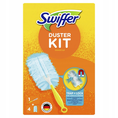 Swiffer Duster Zestaw do Usuwania Kurzu Rączka + Zapas Miotełek 4 szt.