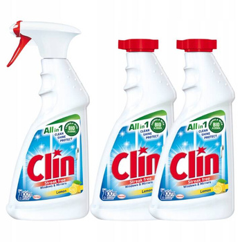 Clin Płyn do Mycia Szyb Lemon 500ml + 2x Zapas
