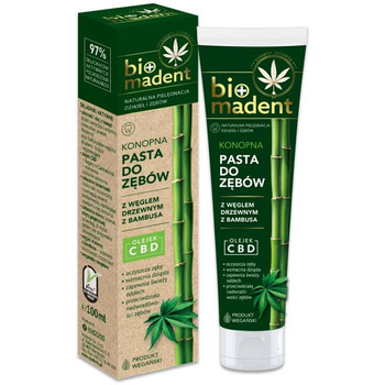 Bio Madent Konopna Pasta do Zębów z Węglem Drzewnym z Bambusa 100 ml