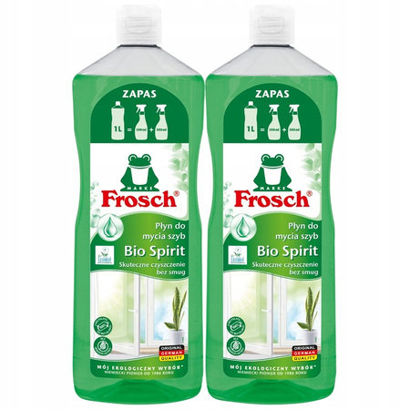 Frosch Bio Spirit Płyn do Mycia Szyb Luster Zapas 2x1000ml