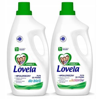 LOVELA Family Płyn Prania Kolorów Bieli 2 x 1,85L