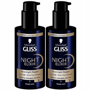 Gliss Night Elixir Overnight Repair 100ml x2