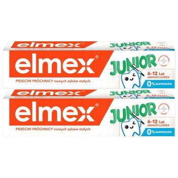 Elmex Junior Pasta do Zębów dla Dzieci 6-12 lat z Aminofluorkiem 2x75 ml