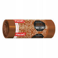 Paclan Brązowe Worki na Śmieci do Segregacji Odpadów Bio 60l 20 sztuk