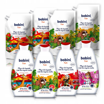 BOBINI FUN Płyn do Kapieli dla Dzieci 500ml + Zapas Płynu 500ml 4+4