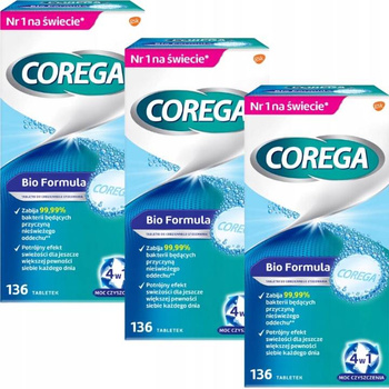 Corega Tabs Bio Formula 4w1 136 Tabletek x3
