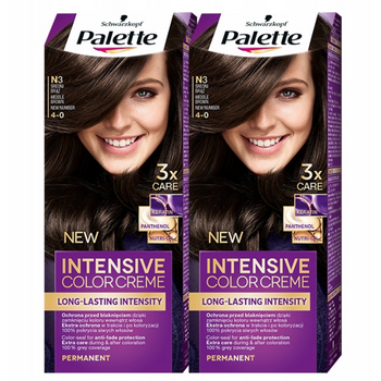 Palette Farba do włosów N3 (4-0) Średni Brąz x 2
