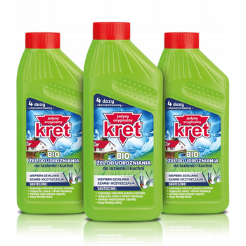 Kret BIO Żel do Udrażniania Kuchnia Łazienka 500g x3