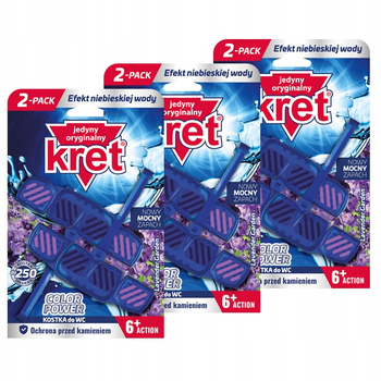 Kret Zawieszka do WC Barwiąca Lawenda 2x40g x3