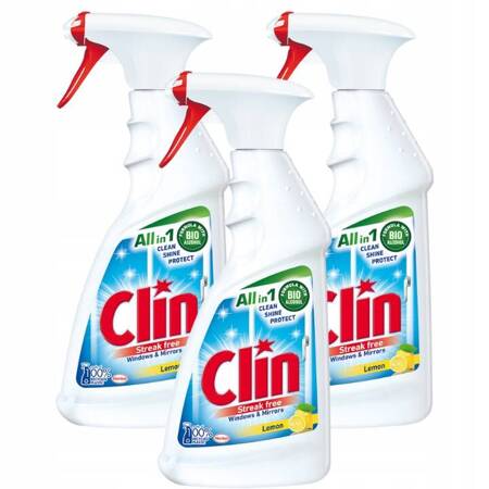 Clin Lemon Płyn do Mycia Szyb i Luster 500ml x3