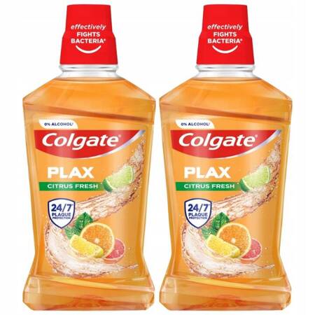 Colgate Plax Citrus Fresh Płyn do Płukania Jamy Ustnej 2x500 ml