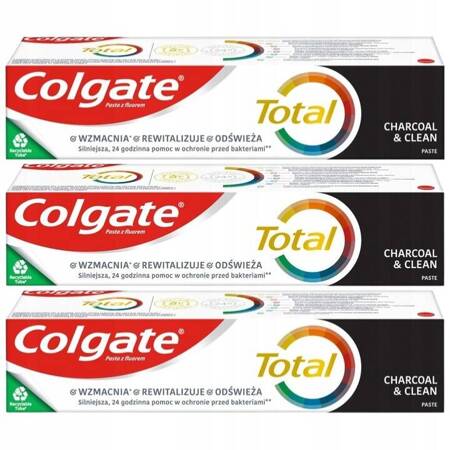 Colgate Total Charcoal Wybielająca Pasta do Mycia do Zębów 3x75ml