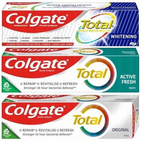 Colgate Total Zestaw Past do Mycia Zębów Wybielanie Świeżość 3x75ml