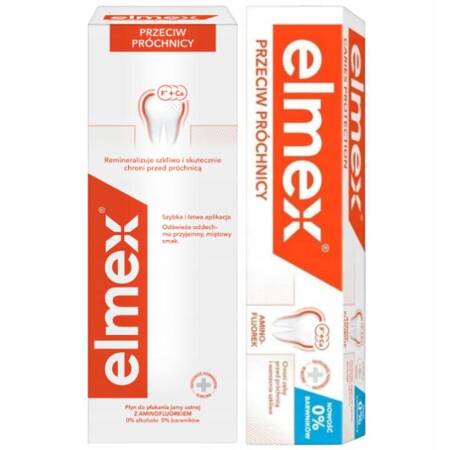 Elmex Płyn do Płukania Jamy Ustnej Przeciw Próchnicy 400 ml + Pasta 75 ml