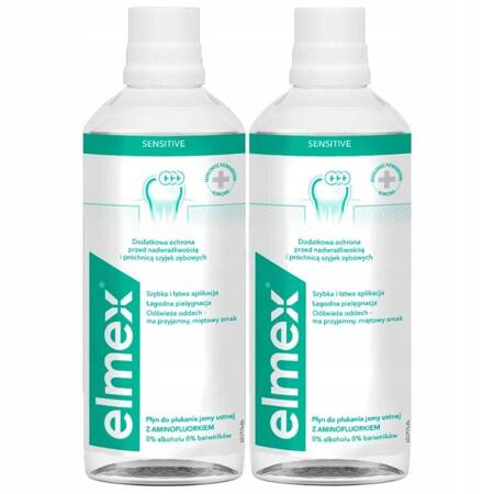 Elmex Sensitive Plus Płyn do Płukania Jamy Ustnej z Aminofluorkiem 2x400 ml