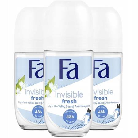 Fa Dezodorant w kulce Invisible Fresh 50ml x3