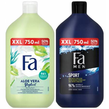 Fa Żel pod Prysznic dla Mężczyzn Fa Men Sport dla Kobiet Fa Aleo 2x750ml