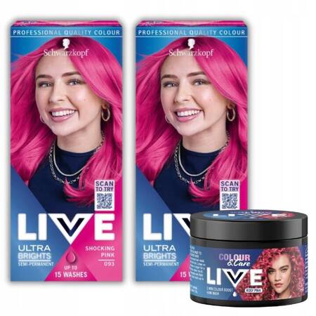 Live Zestaw 2x farba Ultra Brights 93 + Maska Rosy Pink