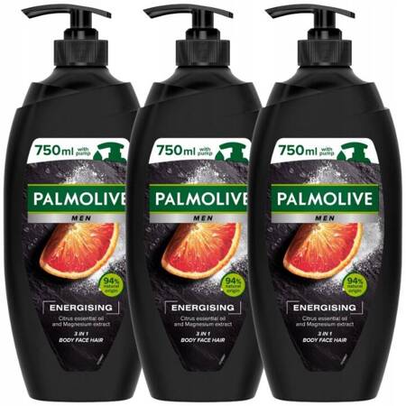 Palmolive Men Energising Żel pod Prysznic 3w1 3x750ml