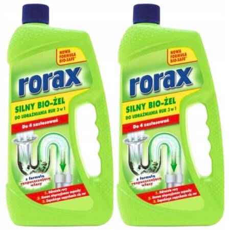 Rorax Silny Bio-Żel Do Udrażniania Rur 3w1 1L x2